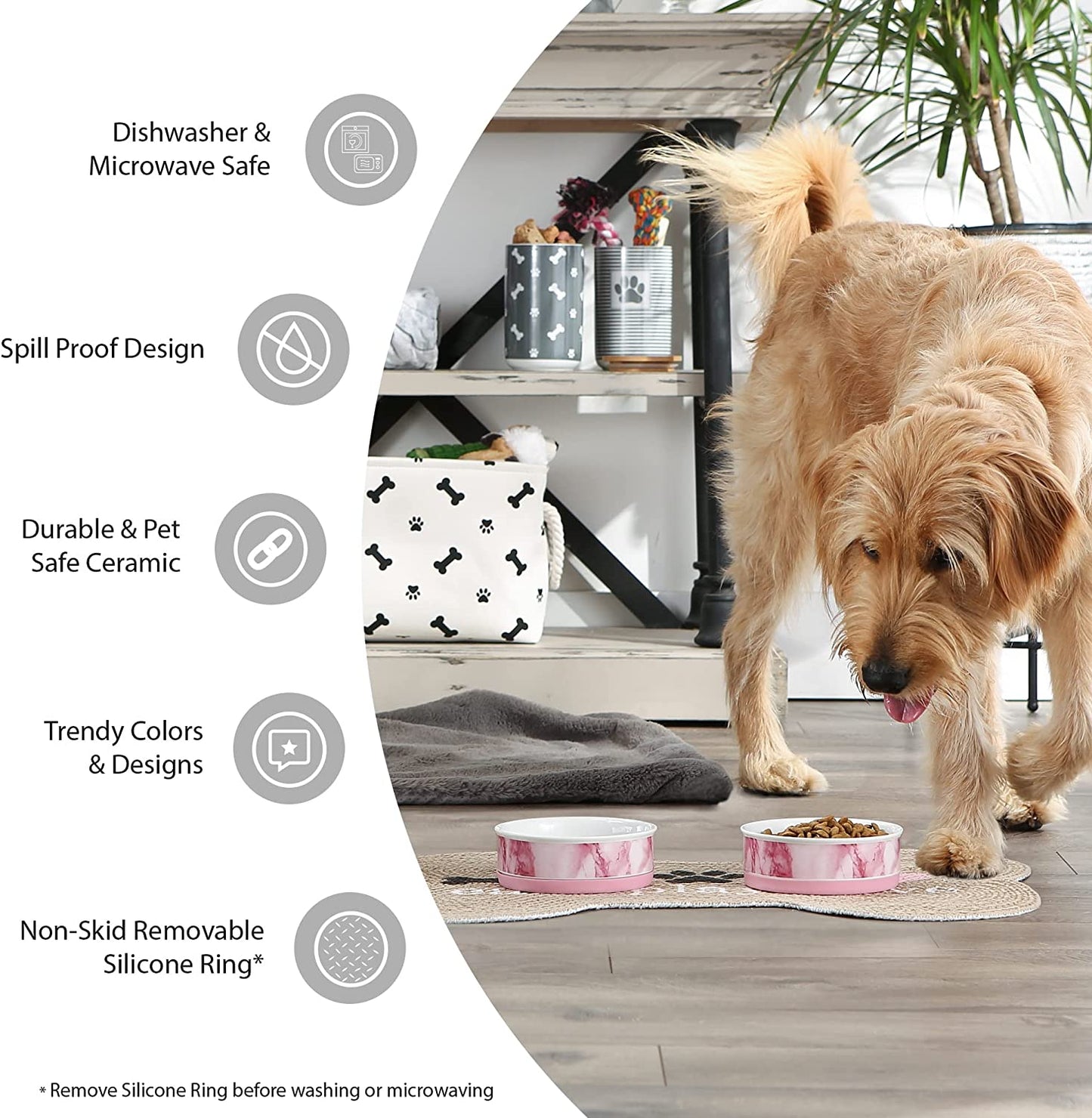 Lattice Collection Pet Bowl & Canister, Small Set, 4.25X2", Gray, 2 Count